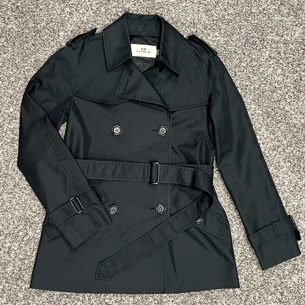 Coach Black Trench Coat size XS
